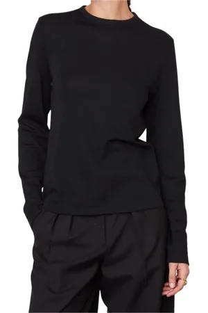 OFFICINE GENERALE Top, Dame, Sort, L, Uld, Langærmet rund hals skjorte