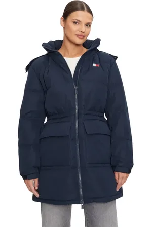 Tommy Hilfiger Jakke, Dame, Blå, XS, Uld, Hættejakke med aftagelig falsk pels