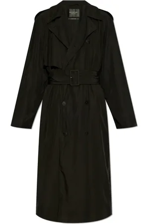Balenciaga Frakke, Herre, Sort, L, Uld, Trench coat med bælte