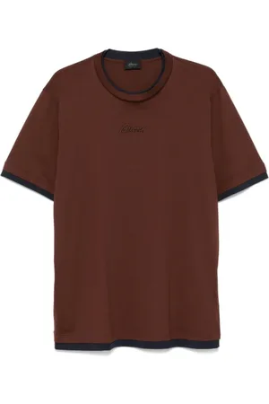 BRIONI Top, Herre, Brun, M, Bomuld, Brun Bomuld Jersey T-shirt med Broderet Logo