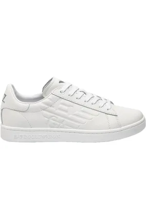 EA7 Sko, Herre, Hvid, 45 EU, Læder, Hvide Sneakers