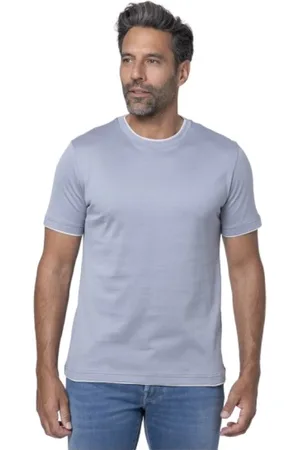 ELEVENTY Top, Herre, Grå, XL, Bomuld, Blå T-shirt med Grå Indsatser