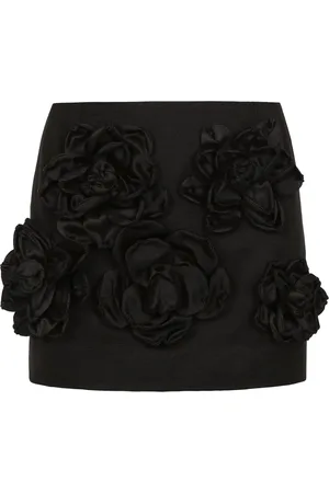Dolce & Gabbana Nederdel, Dame, Sort, S, Bomuld, Blomstret Ottoman Nederdel