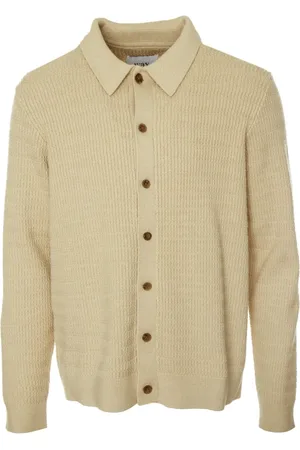 Wax London Strik, Herre, , S, Bomuld, Kent Krave Strik Cardigan med Bølgedesign