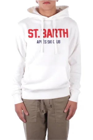 MC2 SAINT BARTH Sweathshirts & Hoodies, Herre, Hvid, L, Bomuld, Logo Front Pocket Hoodie Sweaters