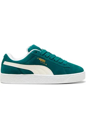 PUMA Sko, Herre, Grøn, 44 EU, Uld, Grønne Ruskind Sneakers med Lærdetaljer