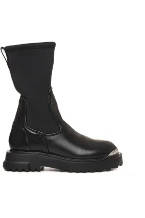 Moschino Sko, Dame, Sort, 39 EU, Læder, Track Sole Slip-On Læderstøvler