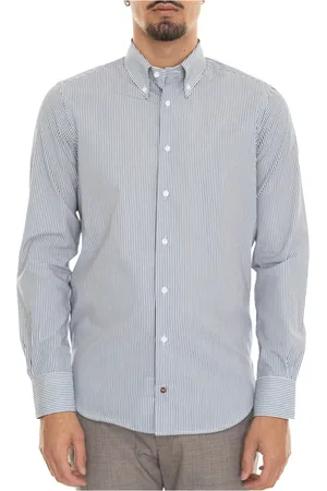 Carrel Skjorte, Herre, Blå, M, Bomuld, Stribet Button-Down Casual Skjorte