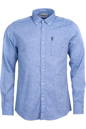 Barbour Skjorte, Herre, Blå, L, Linned, Linnedskjorte Klassisk Smart Casual