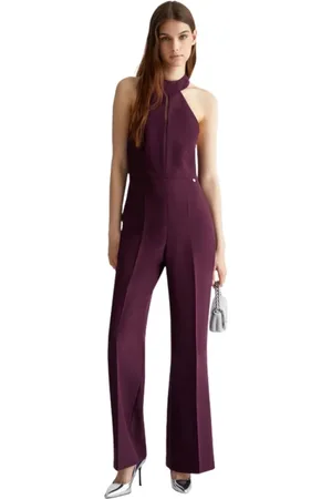 Liu Jo Jumpsuits & Playsuits, Dame, Rød, XS, Polyester, Stretch Jumpsuit med tørklæde