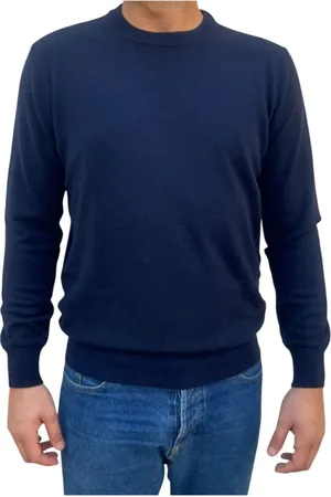 KANGRA CASHMERE Strik, Herre, Blå, L, Rundhals T-shirt