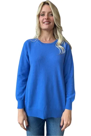 KANGRA CASHMERE Strik, Dame, Blå, S, Uld, Blå Sweater Blød Uld Cashmere