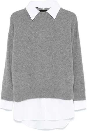 Roberto Collina Strik, Dame, Grå, S, Mock Neck Skjorter ML A5018