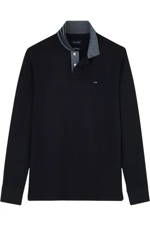 Eden Park Top, Herre, Sort, S, Bomuld, Langærmet bomuldspolo