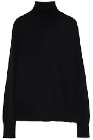 FORTE FORTE Strik, Dame, Sort, M, Uld, Sort Merinould Turtleneck Sweater