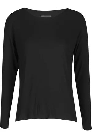 Liberté Top, Dame, Sort, L, Uld, Sort LS Boxy Bluse, Ribbet Stil