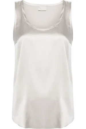 Brunello Cucinelli Top, Dame, Hvid, S, Satin, Silke Satin Top