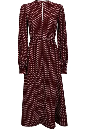 Crida Milano Kjole, Dame, Rød, XS, Silke Bordeaux Kjole Made in Italy