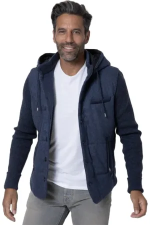 Gran Sasso Jakke, Herre, Blå, 3XL, Uld, Blå Hættet Uldjakke