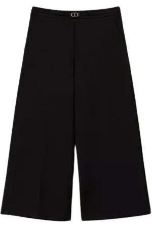 Twin-Set Bukser, Dame, Sort, XS, Cropped bukser med oval bælte
