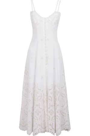 CHARO RUIZ IBIZA Kjole, Dame, Hvid, L, Bomuld, Ivory Linned Bomuldskjole