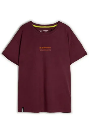 Munich Top, Herre, Rød, XL, Bomuld, Bordeaux Printet Oversize Urban T-shirt