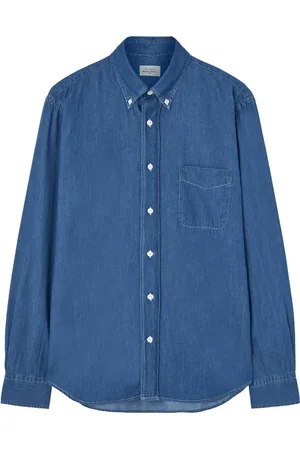 HARTFORD Skjorte, Herre, Blå, XL, Denim, Blå Skjorte med Frontlomme