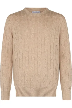 MC2 SAINT BARTH Strik, Herre, Brun, L, Cashmere, Kashmir Crewneck Sweater med St. Barth Broderi
