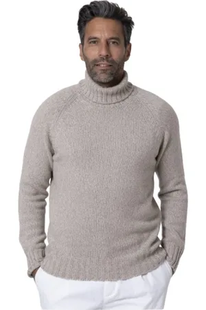 Gran Sasso Strik, Herre, Grå, 2XL, Cashmere, Beige Eco-Cashmere Rullekravebluse