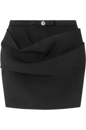 VERSACE Nederdel, Dame, Sort, XS, Sort Draperet Nederdel med Medusa-Detalje