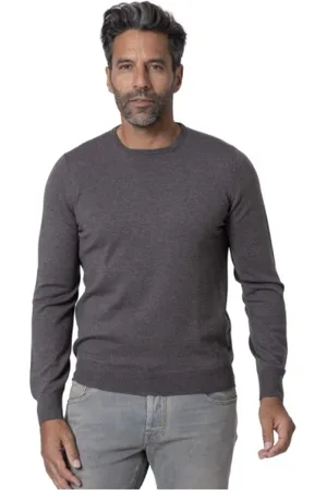 Gran Sasso Strik, Herre, Grå, 5XL, Uld, Taupe Merino Uld Rund Hals Sweater
