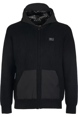 MC2 SAINT BARTH Strik, Herre, Sort, M, Uld, Sort Zip Cardigan Sweaters