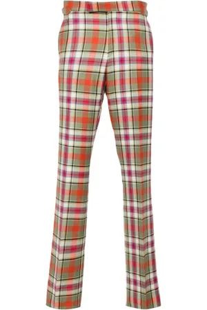 Vivienne Westwood Bukser, Herre, Flerfarvet, L, Uld, Røde Tartan Uldbukser