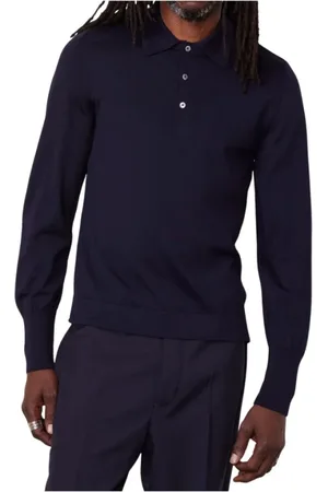 OFFICINE GENERALE Top, Herre, Blå, S, Langærmet polo t-shirt