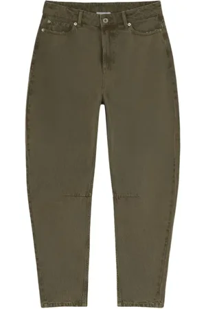 Halfboy Jeans, Dame, Grøn, W27, Uld, Mørk Oliven Banan Ben Jeans