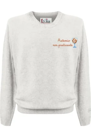 MC2 SAINT BARTH Strik, Herre, Hvid, XL, Uld, Herre Pullover Rund Hals Stilfuldt Design