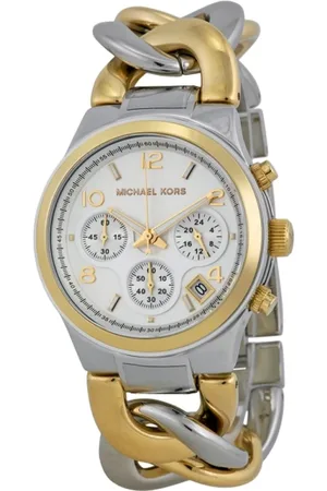 Michael Kors Tilbehør, Dame, Gul, ONE SIZE, Uld, Elegant Dameur Kvarts Guld-Sølv