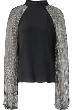 GENNY Bluser & Skjorter, Dame, Sort, S, Elegant top med brede ærmer i mesh med rhinsten