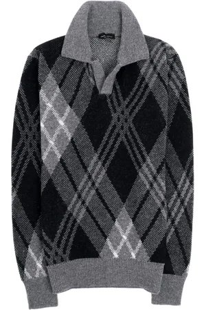 Roberto Collina Strik, Herre, Grå, XL, Diamant Jacquard Polo Skjorte