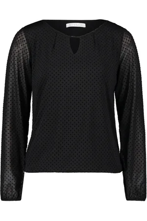 Betty & Co Bluser & Skjorter, Dame, Sort, S, Uld, Bluse med rynkning