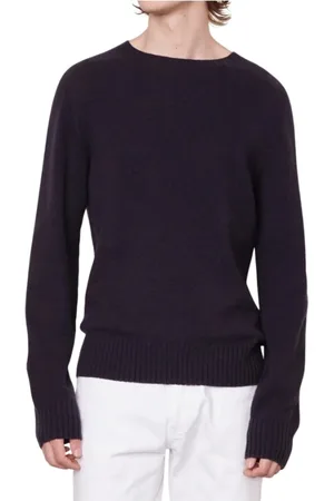 OFFICINE GENERALE Strik, Herre, Blå, S, Rundhalset Jersey Sweater