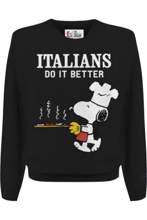 MC2 SAINT BARTH Strik, Herre, Sort, S, Snoopy Rund Hals Pullover