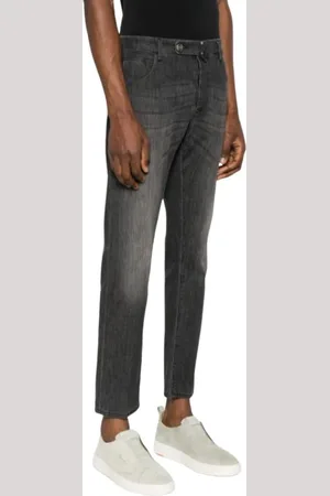 Incotex Jeans, Herre, Sort, W36, Bomuld, Blå Slim Jeans med Knaplukning