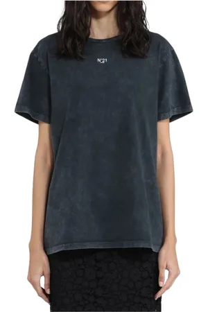 Nº21 Top, Dame, Blå, XS, Bomuld, Slidt kortærmet T-shirt