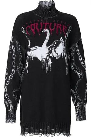 VERSACE Strik, Dame, Sort, L, Goth Print Sweater