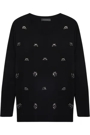 Elena Miro Bluser & Skjorter, Dame, Sort, M, Håndbroderet sweater