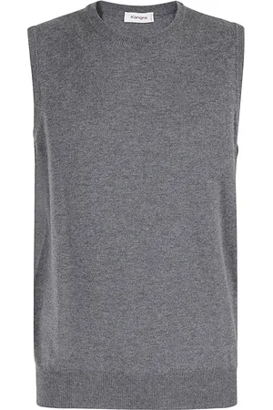 KANGRA CASHMERE Strik, Herre, Grå, XL, Uld, Stilfuld Vest til Mænd
