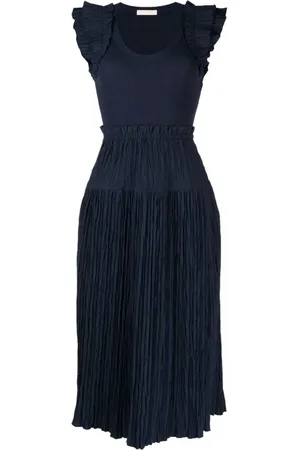 ULLA JOHNSON Kjole, Dame, Blå, XS, Bomuld, Blå Elegant Midi Kjole