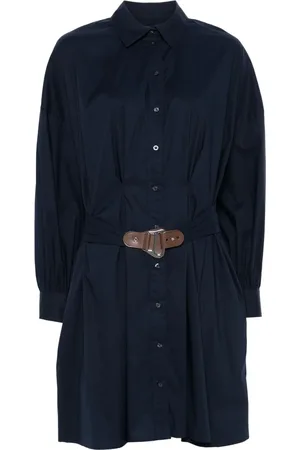 Ralph Lauren Kjole, Dame, Blå, XS, Nylon, Azmera langærmet dagkjole