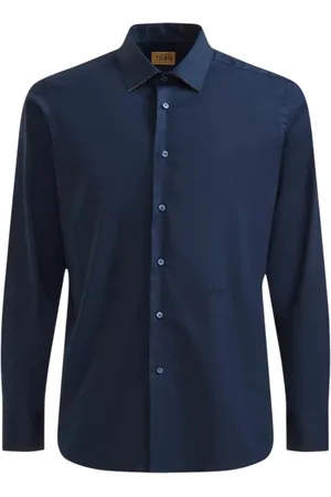 ALVIERO MARTINI 1A CLASSE Skjorte, Herre, Blå, M, Bomuld, Slim Fit Langærmet Skjorte Navy Blå